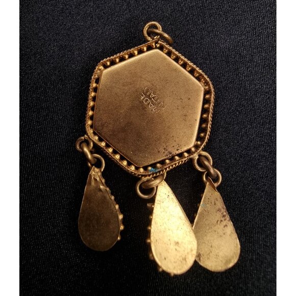 Antique 1920s Made In Italy Micro Mosaic Pendant With Floral Hexagon Design - Picture 6 of 6